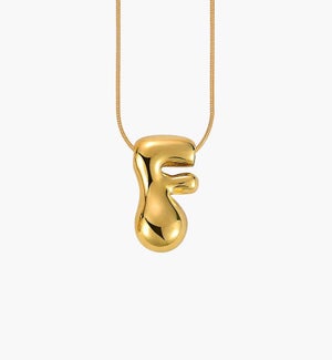 Golden Glow Bubble Letter Necklace - F