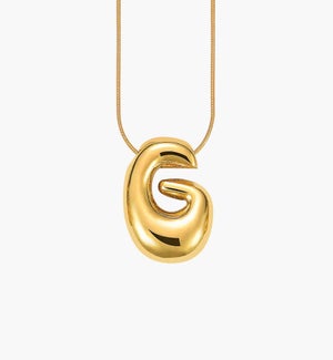 Golden Glow Bubble Letter Necklace - G