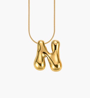 Golden Glow Bubble Letter Necklace - N