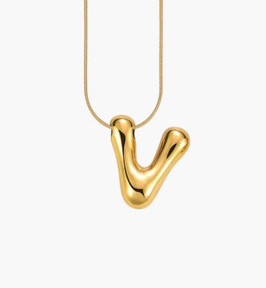 Golden Glow Bubble Letter Necklace - V