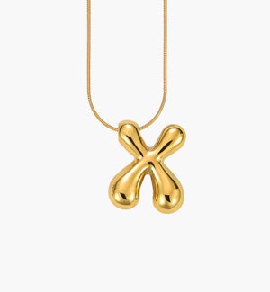 Golden Glow Bubble Letter Necklace - X