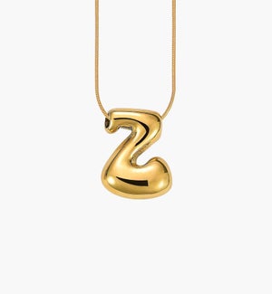 Golden Glow Bubble Letter Necklace - Z