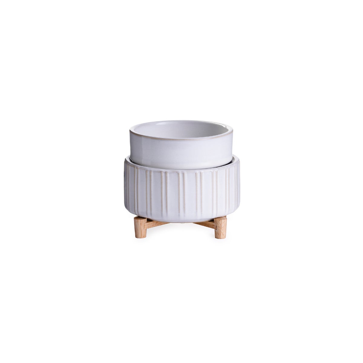 2-in-1 Classic Fragrance Warmer - Ceramic and Wood