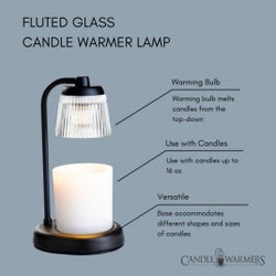 Fluted Glass Lamp Candle Warmer - Black