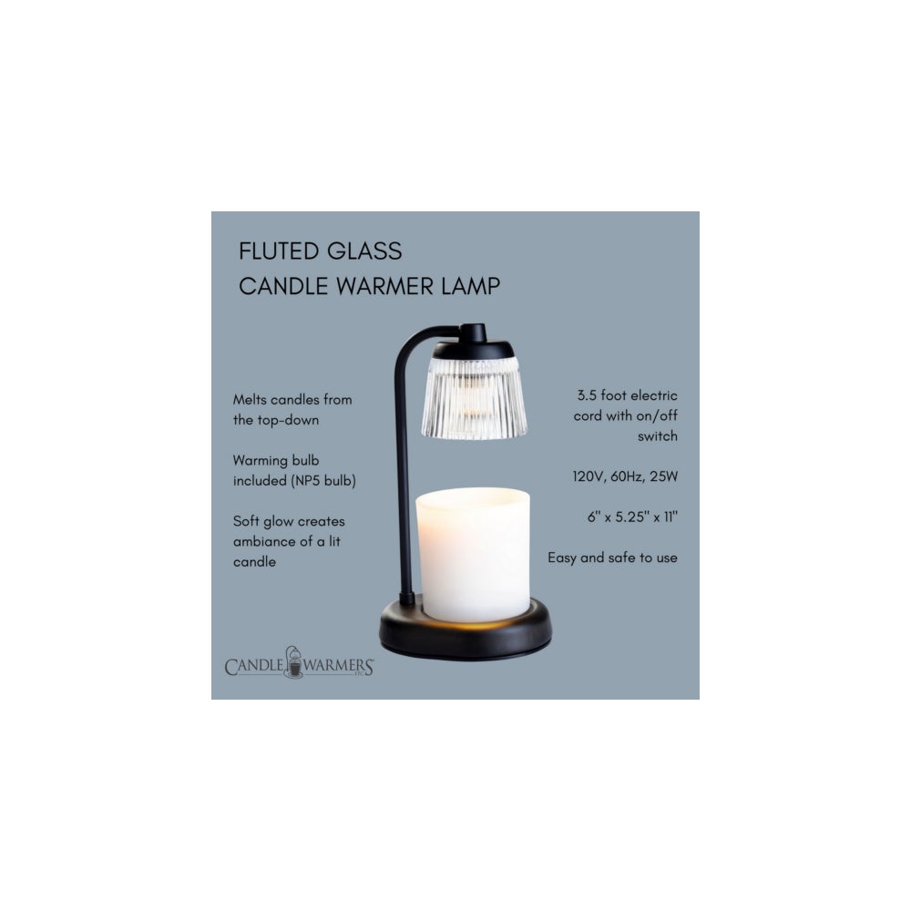 Fluted Glass Lamp Candle Warmer - Black