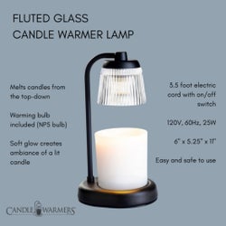Fluted Glass Lamp Candle Warmer - Black