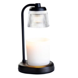 Fluted Glass Lamp Candle Warmer - Black