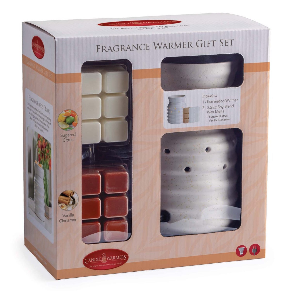 Gift Set Illumination Fragrance Warmer - Farmhouse and 2 Classic Wax Melts 2.5 oz - Sugared Citrus a