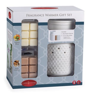 White Hobnail Illumination Warmer with 2 Wax Melt Gift Set