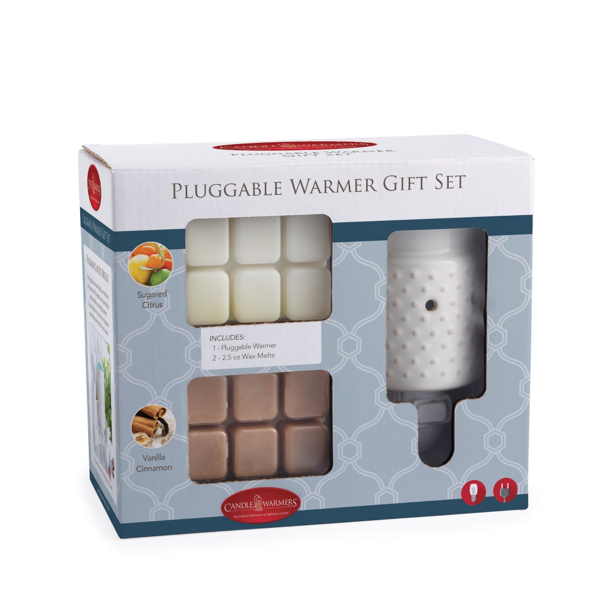 White Hobnail Pluggable Warmer with 2 Wax Melt Gift Set gift sets