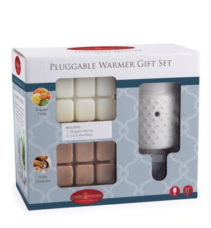 White Hobnail Pluggable Warmer with 2 Wax Melt Gift Set