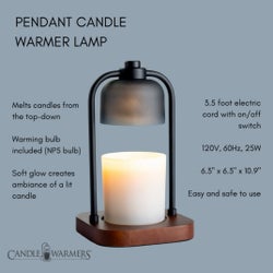 Pendant Lantern Candle Warmer - Black and Wood