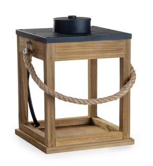 Wooden Lantern Candle Warmer - Wood and Rope