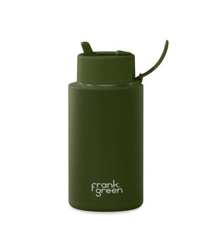 34oz Grip Finish Reusable Bottle - Flip Straw Lid Khaki