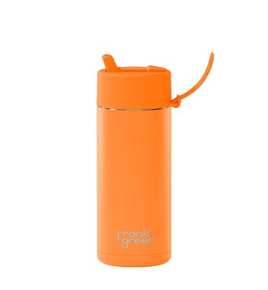20oz Reusable Bottle - Flip Straw Lid Neon Orange