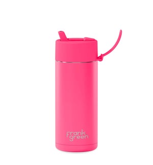 20oz Reusable Bottle - Flip Straw Lid Neon Pink