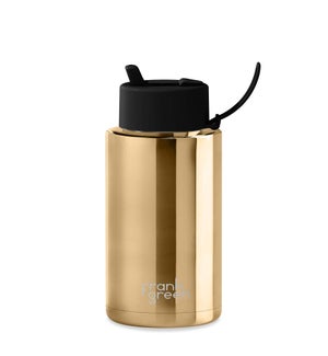 34oz Reusable Bottle - Flip Straw Lid Chrome Gold / Midnight