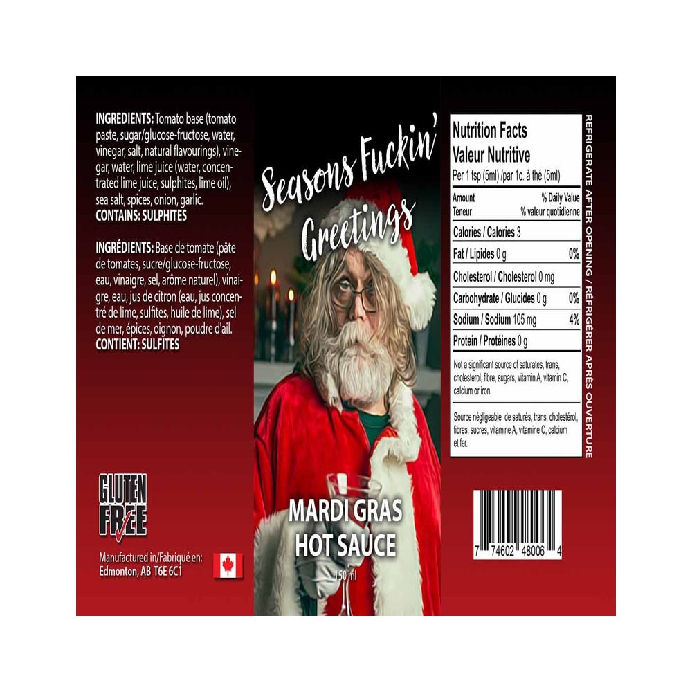 Seasons Fuckin Greetings Mardi Gras Hot Sauce