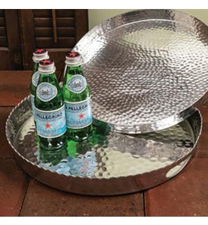 Hammered Round Handle Tray, 15 in