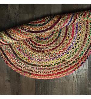 Multi-Colored Round Jute Rug