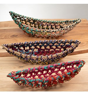 Colored Jute Boat Baskets Set of 3