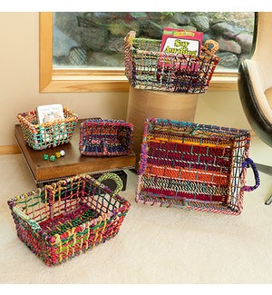 Colored Jute Baskets Set of 5