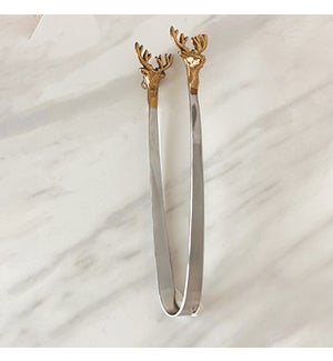SS Gilded Deer Ice Tong, 7 in