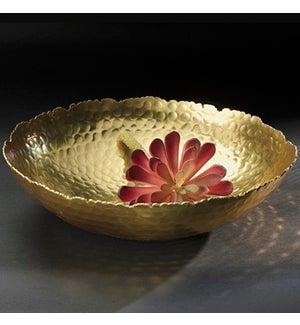 Gold Hammered Shallow Bowl, 13 in