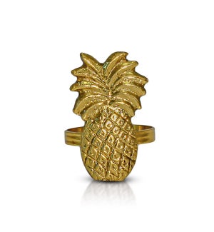 Gold Pineapple Napkin Rings Set of 4