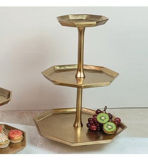 Gilded 3-Tier Octagon Stand, 20 in