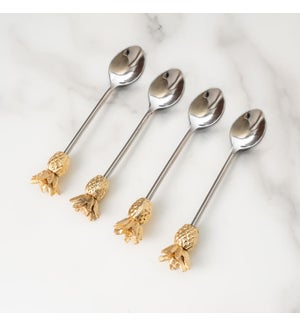 Gold Pineapple Handle Cocktail Spoons Set of 4
