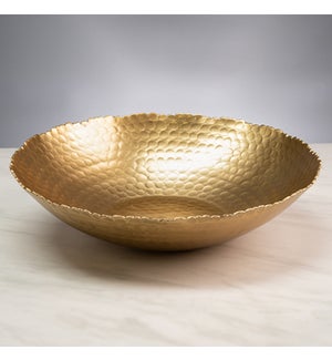 Gold Hammered Round Torn Edge Bowl, 13 in