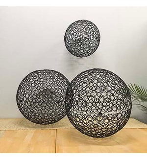 Blk Deco Spheres, Set of 3, 13, 16, 18 in