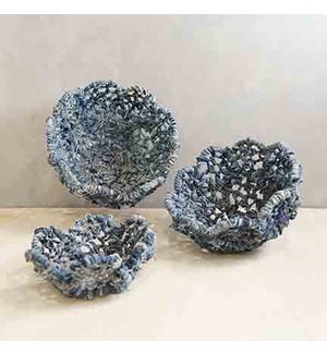 Iron Denim Flower Baskets, Set of 3, 11, 13, 15 in