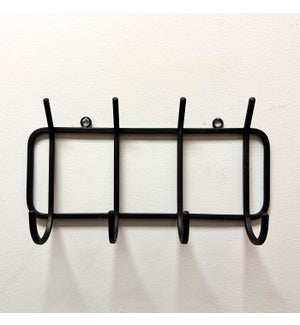 Black Modern 4-Hook Iron Wall Coat Hanger