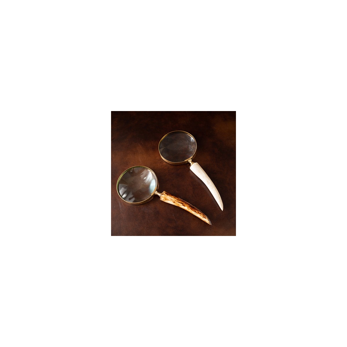 Horn Magnify Glass White and Brown Asst 2