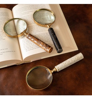 Horn Handle Magnifying Glasses Set of 3 Assorted