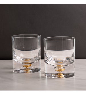 Gold Flake Glass, Set of 2, 3.25x3.75 in