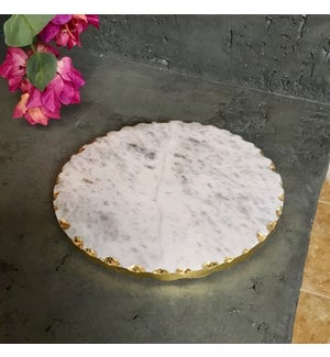 White Marble Trivet With Gold Edge