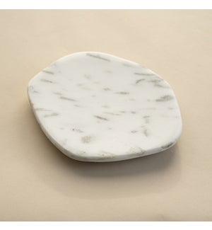 White Marble Free Form Plate Med, 6.5x6.5 in
