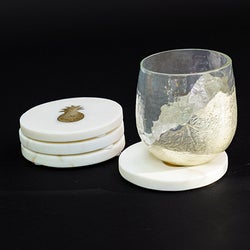 Marble With Gold Papple Coaster Set of 4