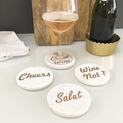 Marble Round Coasters W Gold Org Set of 4