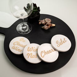 Marble Round Coasters W Gold Org Set of 4