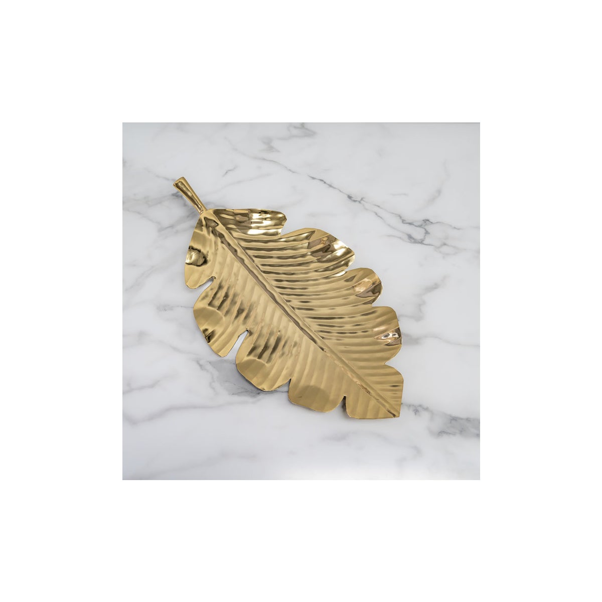 Gold Glided Leaf Shaped Stainless Steel Tray