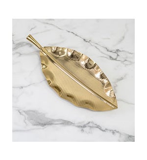 Gold Glided Leaf Shaped Stainless Steel Tray