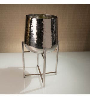 Silver Stainless Steel Planter With Stand
