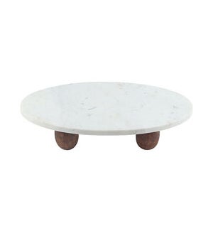 White Marble Cake Stand With Wooden Feet