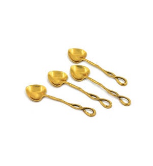 Gold Heart Shaped Dessert Spoons Set of 4