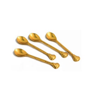 Gold Dessert Spoons With Shell Handle Set of 4