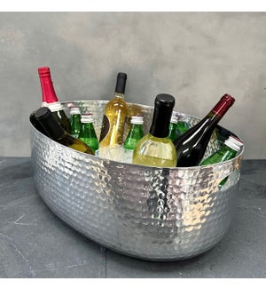 Silver Hand Hammered Tall Aluminum Ice Tub
